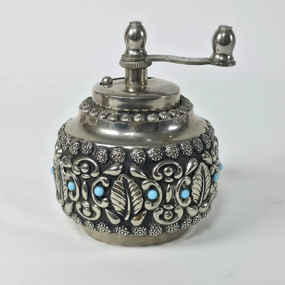 Italian Cruet Set Salt, Pepper & Parmesan Bowl Novelty Spoon Silver Tone Vintage